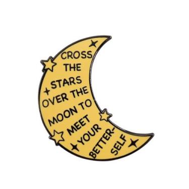 Imagem de Broche Pin Inspirational Quote Crescent Moon Alloy 3x3,5 cm - Yiweisai