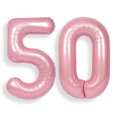 Imagem de Balões Foil Helium Number SUWEN, 50th Birthday Party, rosa