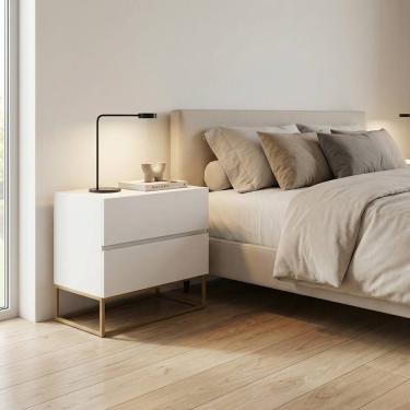 Imagem de Mesa De Cabeceira Eros 60cm Estilo Industrial Base Dourado