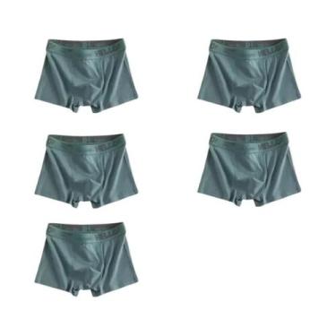 Imagem de Cuecas Boxer Masculinas Respiráveis De Cintura Média 5 Peças Cor Pura 