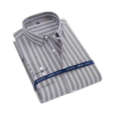 Imagem de Camisa Oxford Masculina De Manga Longa 100% Algodão Confortável Respir