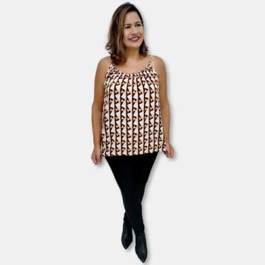 Imagem de Blusa Bata Alça Com Regulagem Viscose Estampada Gg Plus Size - Sarat M