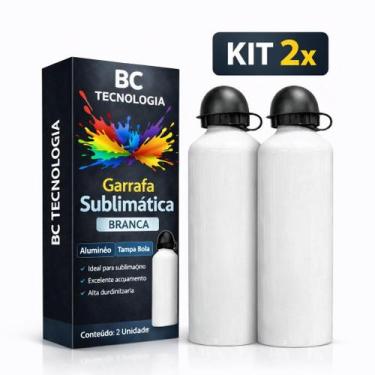 Imagem de Kit 2x Garrafa de Alumínio Branca com Tampa Bola para Sublimação 600ml
