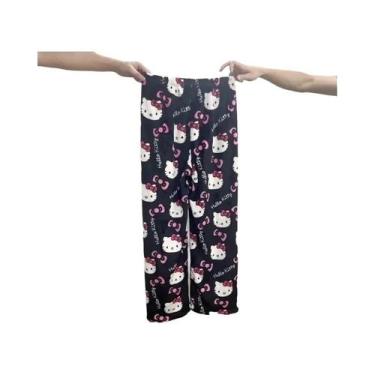 Imagem de Pijamas De Flanela Kawaii Hello Kitty Para Mulheres, Calças Casuais De