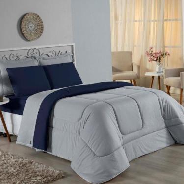 Imagem de Kit Edredom Dupla Face + Jogo de Lençol Casal Viúva Nobre 6 peças Malh