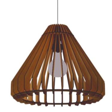 Imagem de Luminária Teto Tipo Pendente Cone Mdf - Completa Cor: Marrom - LENOBRE