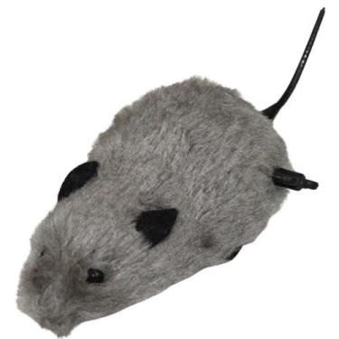 Imagem de Brinquedo Ratinho De Dar Corda Grande Brinquedo Pelúcia Chalesco, Cinz