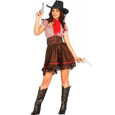Imagem de Roupa Country Feminina Vestido de Festa Junina Xadrez Vermelho Vaqueir