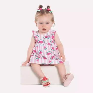 Imagem de Vestido Bebê Menina Estampa Melancia kyly, Rosa, 9-12M