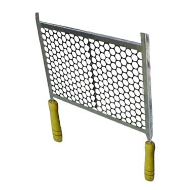 Imagem de Grelha Retangular para Churrasqueira 960STE Aço Inox Reforçado 60x50cm com Cabo de Madeira Inox Rig Fundidos