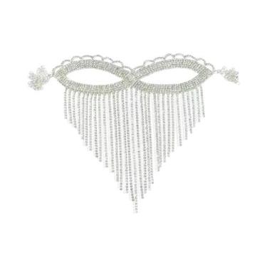 Imagem de Máscara Facial Boêmia Com Franjas De Strass E Contas De Cristal, Acess