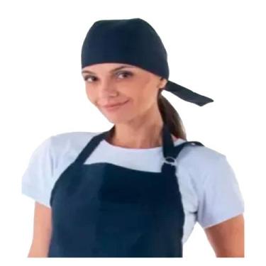 Imagem de Bandana em Tecido Oxford e Ajuste na Cabeça para Cozinheiro (a) Cor:Az