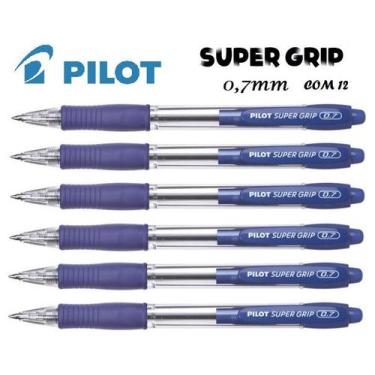 Imagem de Caneta Esferográfica Azul Pilot Super Grip 0,7 Kit com 12