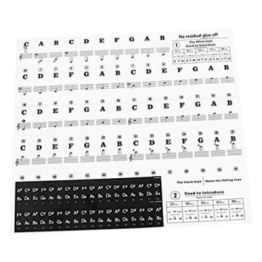 Imagem de MILISTEN Adesivos de piano para teclas, adesivos removíveis para teclado de piano 37/49/54/61/88 teclas pretas e brancas, adesivos de notas musicais para adultos e crianças iniciantes