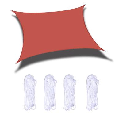 Imagem de Toldo de vela retangular resistente à água e ao ar livre, durável, perfeito para ambientes externos, pátio, jardim, quintal, gramado, piscina, parquinho, varanda, com corda