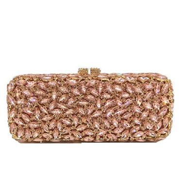 Imagem de Bolsa clutch de cristal brilhante para mulheres caixa minaudiere bolsa de casamento, Champanhe, Small