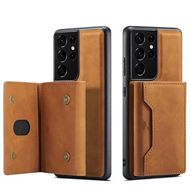 Imagem de Carteira magnética de couro de luxo flip case para Samsung Galaxy A52 A72 S21 S20 FE Note20 Ultra Plus A12 A32 A22 A42 A21 A02 A03 S A51 A71, marrom, para NOTE20 ULTRA