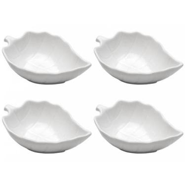 Imagem de Conjunto De Bowls Porcelana Branco Bon Gourmet - 130ml Leaf 4 Peças