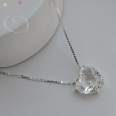 Imagem de Gargantilha Pedra Coração Cor Cristal - Prata - Use White - Prata