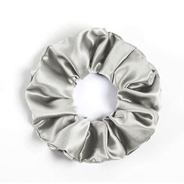 Imagem de DISANGNI Prendedores de cabelo de seda para prevenção de frizz e quebra, 22 Mommes puros 100% seda de amoreira sem danos, suportes de rabo de cavalo de seda elástica, 16 peças, cor aleatória (cinza claro)