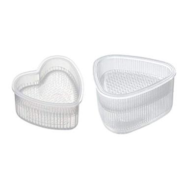 Imagem de PZRT 2 peças molde de bola de arroz prensa de alimentos molde de sushi faça você mesmo ferramenta ferramentas de sushi utensílios de cozinha (1 x forma de triângulo L + 1 x formato de coração)