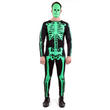 Imagem de Fantasia Esqueleto Verde Adulto Longo com Máscara - Halloween
 M