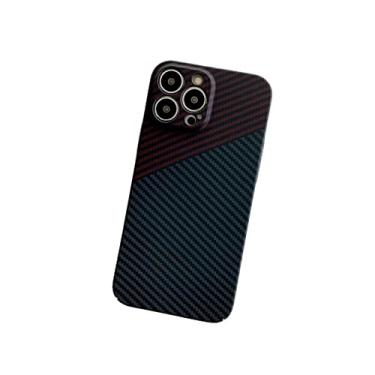 Imagem de Capa ultrafina para iPhone 14 Pro Max de fibra de carbono com padrão color block compatível com iPhone 14 12 11 13 Pro Max capa antiqueda (preto e vermelho, iPhone 12)