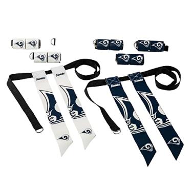 Imagem de Franklin Sports Conjunto de futebol americano NFL Los Angeles Rams – cintos e bandeiras de futebol da bandeira do time da NFL – equipamento de futebol com bandeira para crianças e adultos, branco