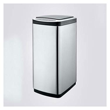 Imagem de Lata de lixo lixeira de cozinha de grande capacidade com tampa lixeira inteligente de aço inoxidável doméstica lixeira automática sem toque (retangular, 20L/30L) lixeira de cozinha (capacidade: 30L,