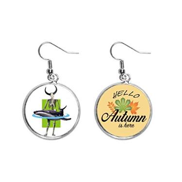 Imagem de Brinco de folha de outono com estampa de baleia, chapéu de touro, joia