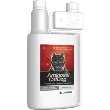 Imagem de Suplemento Vitamínico Aminoácido Lavizoo Aminosol CatDog para Cães, Gatos e Pequenos Animais - 1 Litro