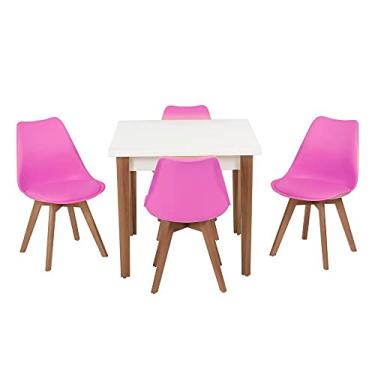 Imagem de Conjunto Mesa de Jantar Luiza 80cm Branca com 4 Cadeiras Leda - Rosa