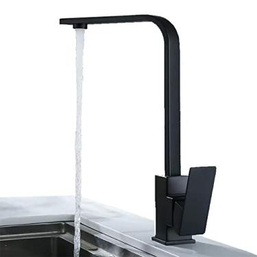 Imagem de Torneira Gourmet Slim Preta para Cozinha e Lavabo Bica Alta Monocomando Água Quente e Fria + Mangueiras