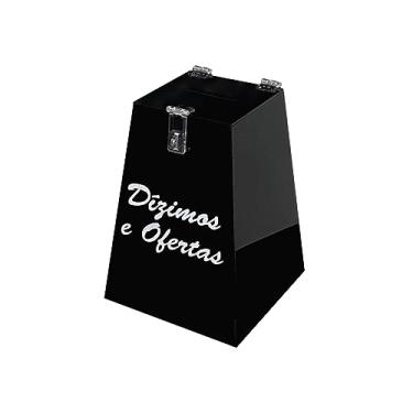 Imagem de Gazofilacio de ofertas, dízimos, sugestões pirâmide - Acrílico Preto adesivado