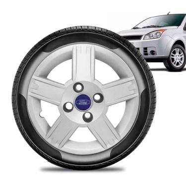 Imagem de Calota Ford Fiesta aro 14 2008 2009 2010 prata Emb azul