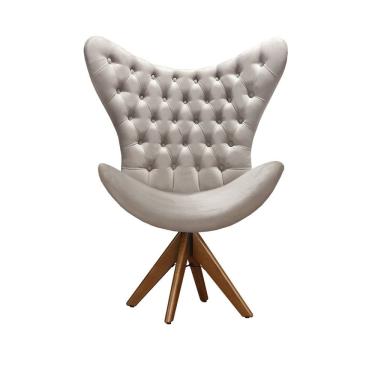 Imagem de Poltrona Alice Egg Capitonê Cadeira Botonê Giratória Recepção, Escritório Bege Claro 080