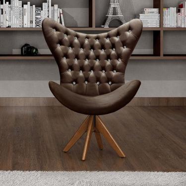 Imagem de Poltrona Alice Egg Strass Cadeira Capitonê Giratória Recepção, Escritório Marrom
