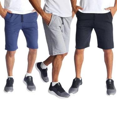 Imagem de Kit 3 Bermudas Moletom Masculino Short Academia - Almix