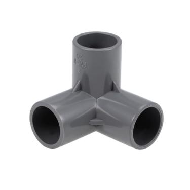 Imagem de uxcell 3 vias cotovelo PVC cachimbo ajuste móveis grau 20 mm tamanho camiseta canto acessórios cinza 2 peças