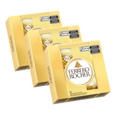 Imagem de Chocolate Bombom Ferrero Rocher 3 Caixas de 4 Unidades
