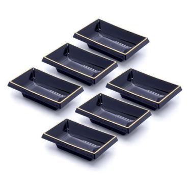 Imagem de Kit C/6 Tigelas Nozoki Japonesas Para Shoyu Cor Preto - AC
