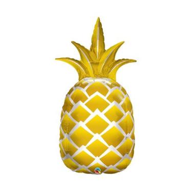 Imagem de Balão de Festa Microfoil 44" 112cm - Abacaxi Ouro - 1 unidade - Qualat