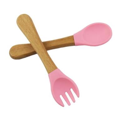 Imagem de Conjunto Colher e Garfo de Silicone - Home Presentes  - Generica, Rosa