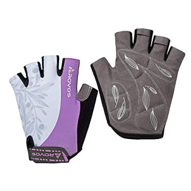 Imagem de Luvas femininas ROVOS leves e antiderrapantes de 5 mm para ciclismo, luvas respiráveis para ciclismo, ciclismo, ciclismo, equitação, academia, esportes, Purple 2, Medium