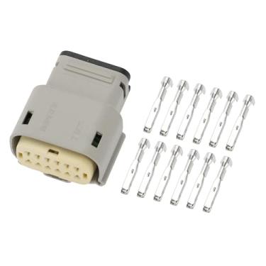 Imagem de Partuto Conector de fiação de 12 pinos - Conector terminal de fio fêmea de carro - para Harley Davidson plástico cinza - 1 conjunto