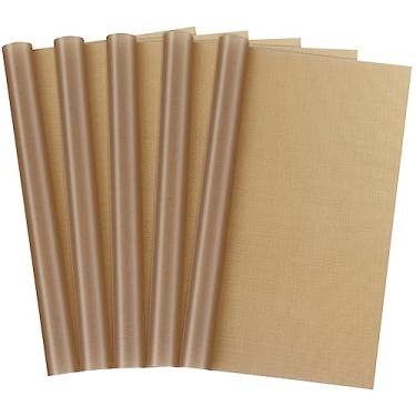 Imagem de Selizo Pacote com 5 folhas de Teflon para prensa térmica, capa de prensa de transferência de calor de tamanho grande, tapetes protetores de transferência resistentes ao calor para vinil Cricut Iron HTV, sublimação, cozimento e artesanato