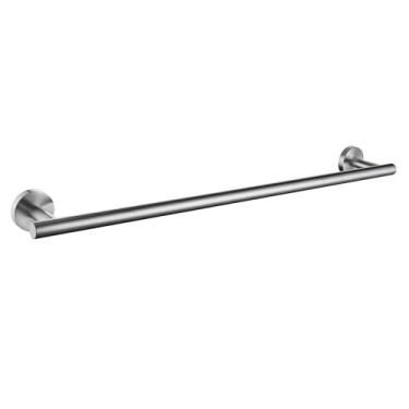 Imagem de Conjunto de acessórios para banheiro Kit de acessórios de aço inoxidável escovado Suporte de parede redondo Barra de mão Suporte de rolo de papel higiênico Gancho para toalha, SS, barra de toalha, 60