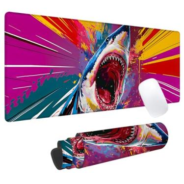 Imagem de Tapete de mouse para jogos Shark Attack, tapete de mesa de escritório, base de borracha antiderrapante, tapetes de mouse estéticos legais para computador, laptop, teclado, escola, casa, mesa, jogador