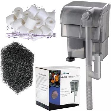 Imagem de Kit Filtro Externo Aquario Até 40L Hf-200 + Midia Refil -110V