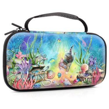 Imagem de Lokigo Capa Protetora Para Transporte De Switch Compatível Com Nintendo Switch/Switch Oled, Viagem, Meninos E Meninas, 16 Compartimentos Cartões Jogo Acessórios, Gato Engraçado